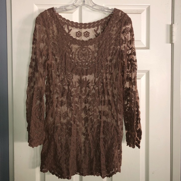 Brown Lace Cover Up